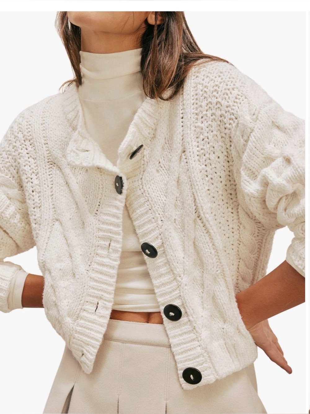 Free People Bonfire Cable Knit Cardigan